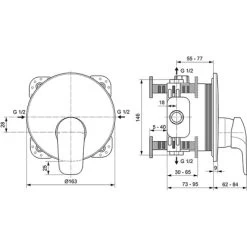 Ideal Standard Brausearmatur Ceraflex Unterputz Chrom -Duschwelt Verkauf 188360 3049 8