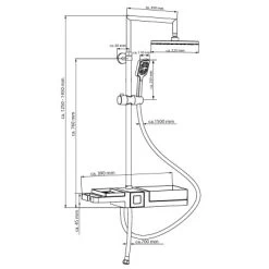 Schütte Überkopfbrause-Set Blueperl Chrome-Schwarz Mit Ablage -Duschwelt Verkauf 2in1chromschwarz Zeichnung