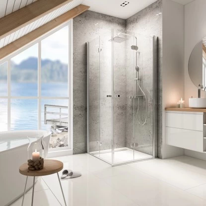 Schulte Eckeinstieg Mit Drehfalttür Garant Echtglas Chrom-Optik 90 Cm X 90 Cm 3 Schulte Eckeinstieg Mit Drehfalttür Garant Echtglas Chrom-Optik 90 Cm X 90 Cm