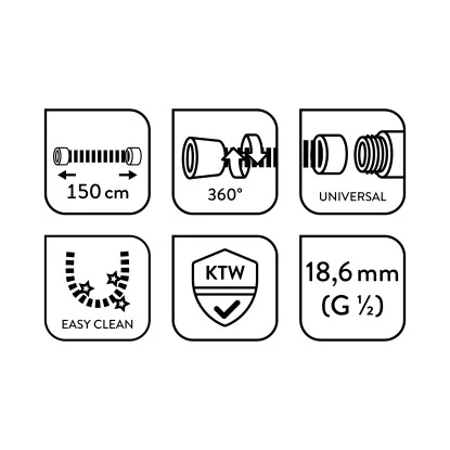 Baliv Brauseschlauch BSL-150.30 Für Handbrausen 150 Cm Silber 4 Baliv Brauseschlauch BSL-150.30 Für Handbrausen 150 Cm Silber – Bild 2