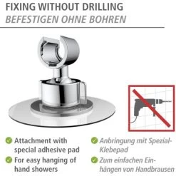 Wenko Duschkopfhalter 360° Befestigen Ohne Bohren Ø 8 X 7,5 Cm Chrom -Duschwelt Verkauf 4008838388181 1068 AI 02