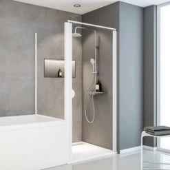 Schulte Sunny Drehtür Mit Verkürzter Seitenwand Echtglas Klar Alpinweiß