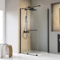 Schulte Schiebetür Toura Mit Seitenwand R 200 X 120 X 80 Cm Schwarz Klar Hell