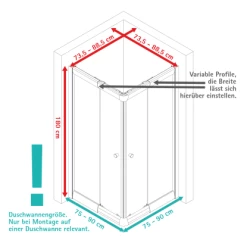 Schulte Eckeinstieg Mit Schiebetüren Sunny 180 Cm X 75-90 Cm Silber Glasdekor -Duschwelt Verkauf 4060991070167 2053 VM 01