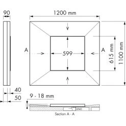 ESS Easy Drain Duschrinne DOT Square 61,5 X 61,5 Cm -Duschwelt Verkauf 4848529 1709 tz