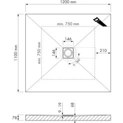 ESS Easy Drain Duschboard Aqua Brillant 120 X 110 Cm Komplettset -Duschwelt Verkauf 4855755 1709 tz