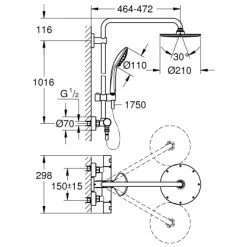 Grohe Duschsystem Euphoria System XXL 210 Mit Thermostatbatterie Chrom -Duschwelt Verkauf 518677 4520 1895863