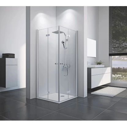 Breuer Eckeinstieg Drehfalttür Elana 8 Silber Matt Klarglas 90 X 90 Cm 4 Breuer Eckeinstieg Drehfalttür Elana 8 Silber Matt Klarglas 90 X 90 Cm – Bild 2