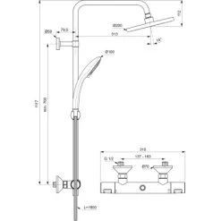 Ideal Standard Duschsystem Mit Brausethermostat Ceratherm T25 Chrom -Duschwelt Verkauf 611779 3049 4
