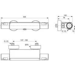 Ideal Standard Brausethermostat Ceratherm T50 Aufputz Mit Ablage Chrom -Duschwelt Verkauf 611782 3049 6