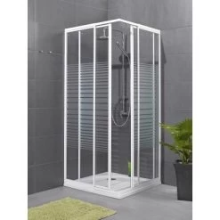 Schulte Eckdusche Sunny Mit Querstreifen 90 X 90 Cm 2-teilig Variabel Alu Natur