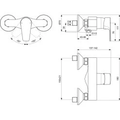 Ideal Standard Brausearmatur Esla Aufputz Chrom -Duschwelt Verkauf 817432 3049 2