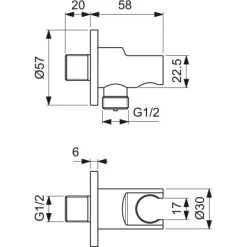 Ideal Standard Brausehalter Idealrain Atelier Chrom Rund Für HB + Schlauch -Duschwelt Verkauf 887443 3049 17