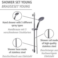 Wenko Brauseset Young Chrom -Duschwelt Verkauf 903234 1068 02