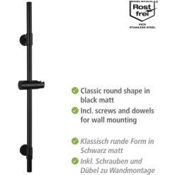 Wenko Duschstange Basic Schwarz -Duschwelt Verkauf 903260 1068 03