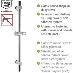 Wenko Power-Loc Duschstange Chrom Befestigen Ohne Bohren -Duschwelt Verkauf 903304 1068 04