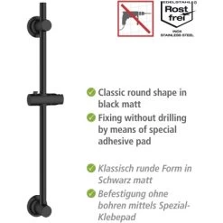 Wenko Duschstange Schwarz Befestigen Ohne Bohren -Duschwelt Verkauf 903403 1068 03