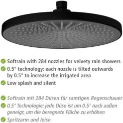 Wenko Regenduschkopf Ultimate Shower Schwarz/Grau Ø 25 Cm -Duschwelt Verkauf 903630 1068 04