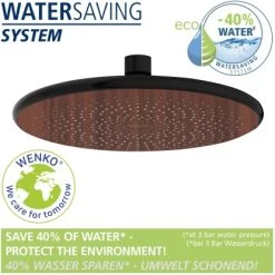 Wenko Regenduschkopf Watersaving Wood Ø 22,5 Cm -Duschwelt Verkauf 903683 1068 02