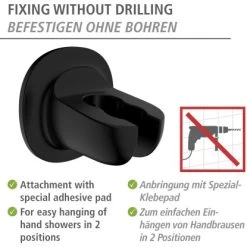 Wenko Duschkopfhalter Libertà Schwarz Befestigen Ohne Bohren -Duschwelt Verkauf 903762 1068 02