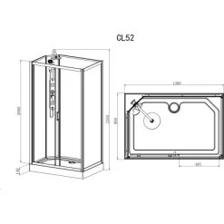 Sanotechnik Komplettdusche Epic Schwarz 225 Cm X 120 Cm X 80 Cm 5 Sanotechnik Komplettdusche Epic Schwarz 225 Cm X 120 Cm X 80 Cm -Duschwelt Verkauf 952529 4633 CL52 Skizze 2
