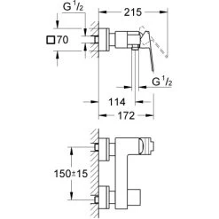 Grohe QuickFix Einhand-Duscharmatur Sail Cube -Duschwelt Verkauf brausebatterie mazeichnung 1