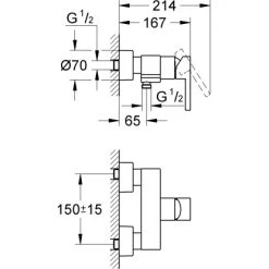 Grohe Einhand-Duscharmatur Lineare -Duschwelt Verkauf brausebatterie mazeichnung