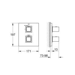 Grohe Thermostat Brausearmatur Grohtherm Cube Chrom -Duschwelt Verkauf e thermostat masszeichnung