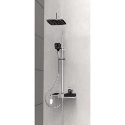 Schütte Überkopfbrause-Set Blueperl Chrome-Schwarz Mit Ablage -Duschwelt Verkauf uschsule2in1chromschwarz 3